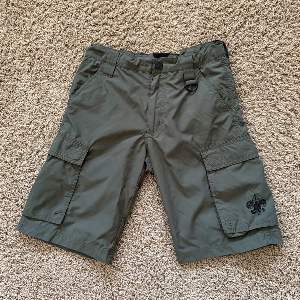 Kids Cargo Shorts with Fleur-de-Lis Detail - Olive Green